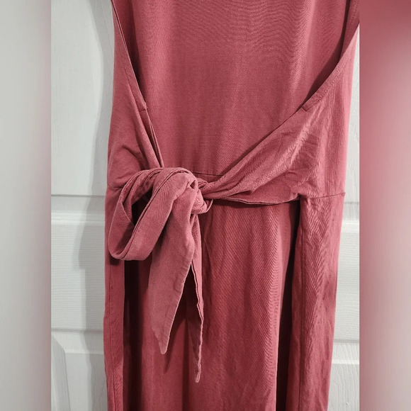 Zara dusty rose wrap tie front sleeveless maxi tshirt dress woman size small - Picture 10 of 11